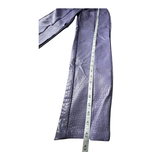 Nasty Gal Purple Croc Embossed Faux Leather High Waist Pants Y2K NWT Size 6 - Picture 14 of 16